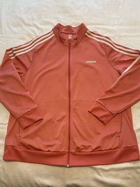 adidas Coral Pink Athletic Jacket with full front zip and pockets size 3X